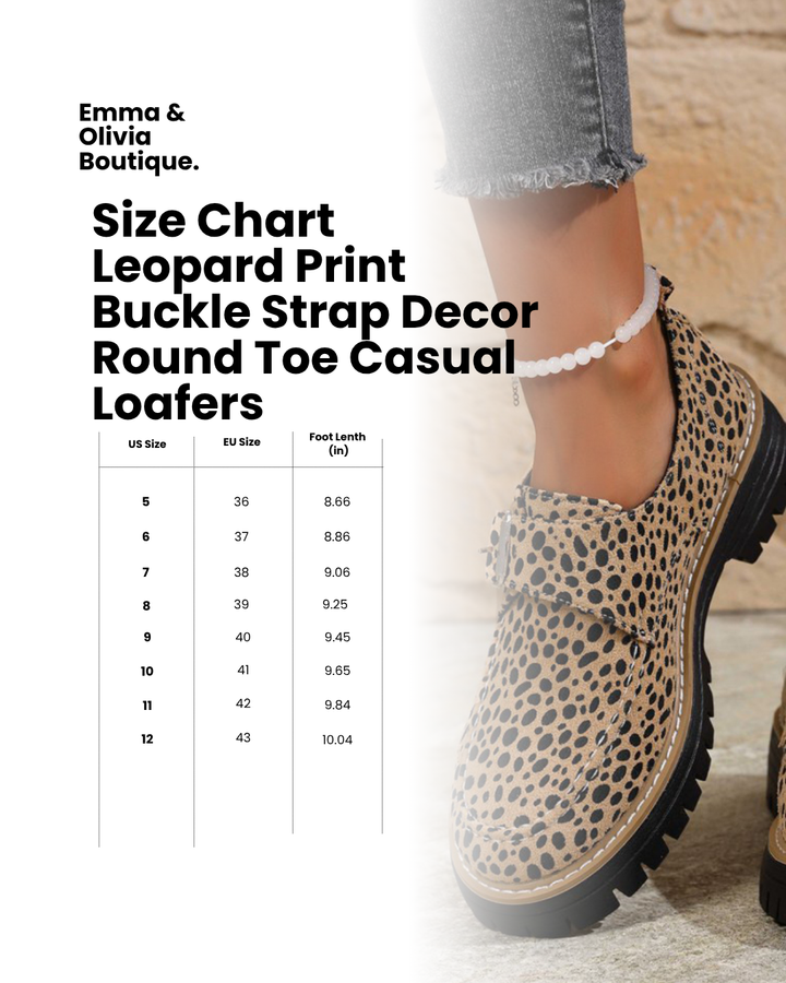 Animal Print Slip-On Loafers with Metallic Buckle Detail and Lug Sole