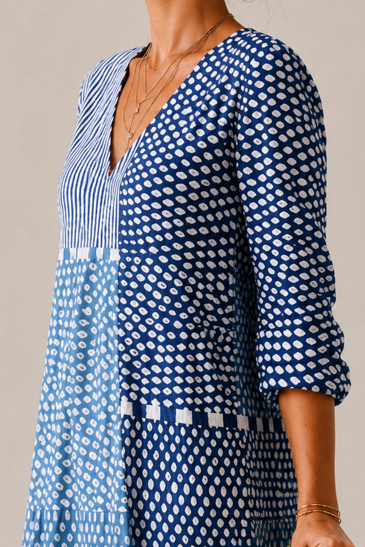 Organic Cotton Dress with Relaxed Fit and Side Pockets, Breathable Wrinkle-Resistant