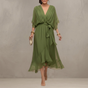 Chiffon Dress with V-Neckline and Flowing Silhouette