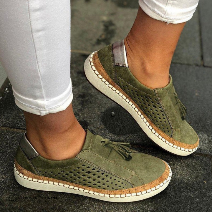 Slip-On Flat Shoes with Orthopedic Arch Support and Tassel Accent, Breathable