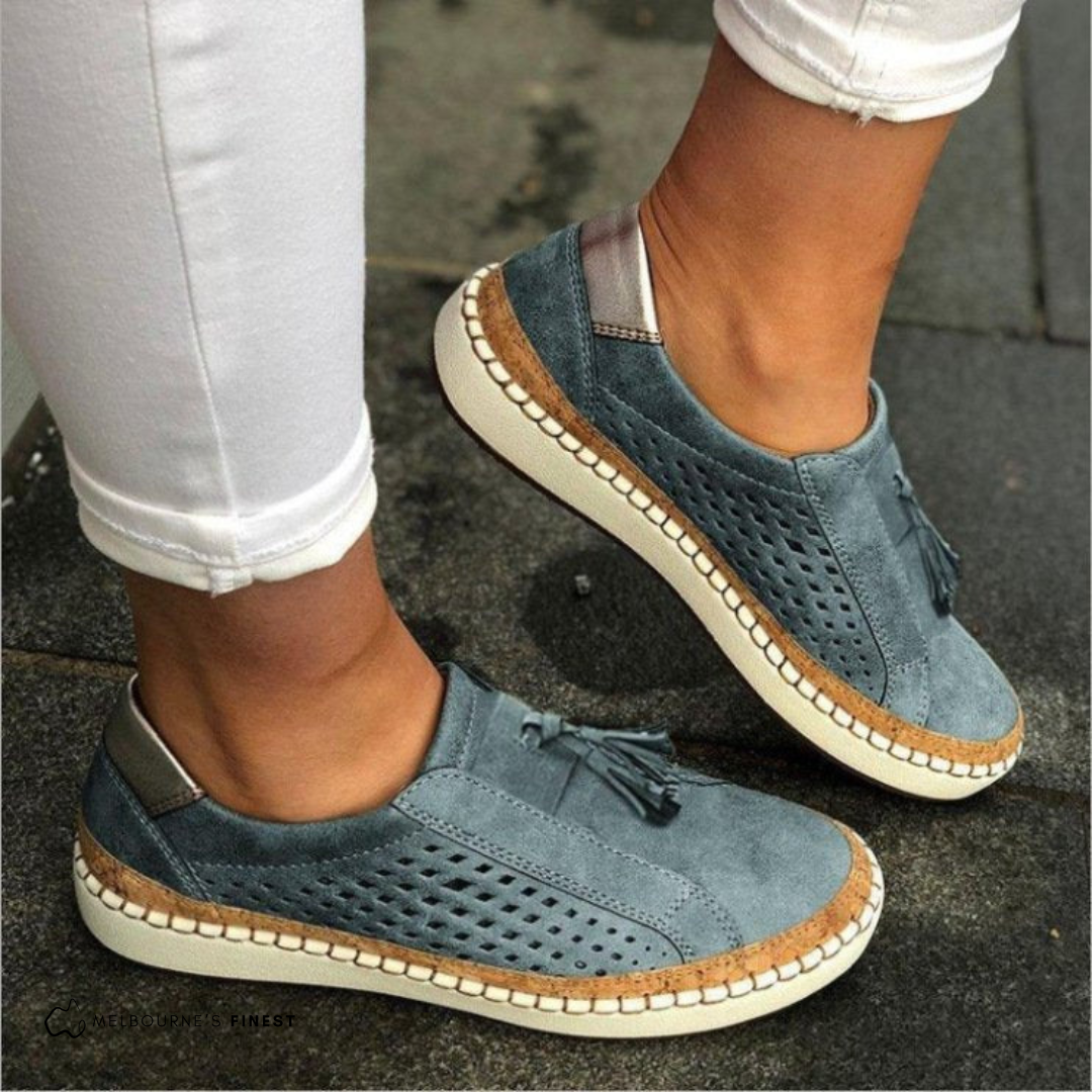Slip-On Flat Shoes with Orthopedic Arch Support and Tassel Accent, Breathable