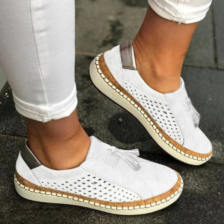 Slip-On Flat Shoes with Orthopedic Arch Support and Tassel Accent, Breathable