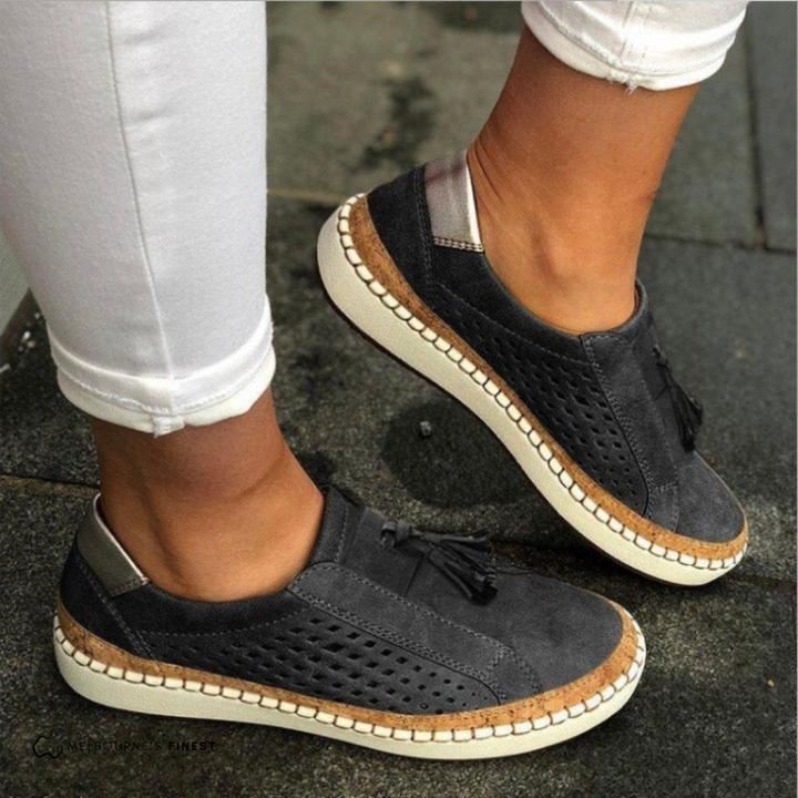 Slip-On Flat Shoes with Orthopedic Arch Support and Tassel Accent, Breathable