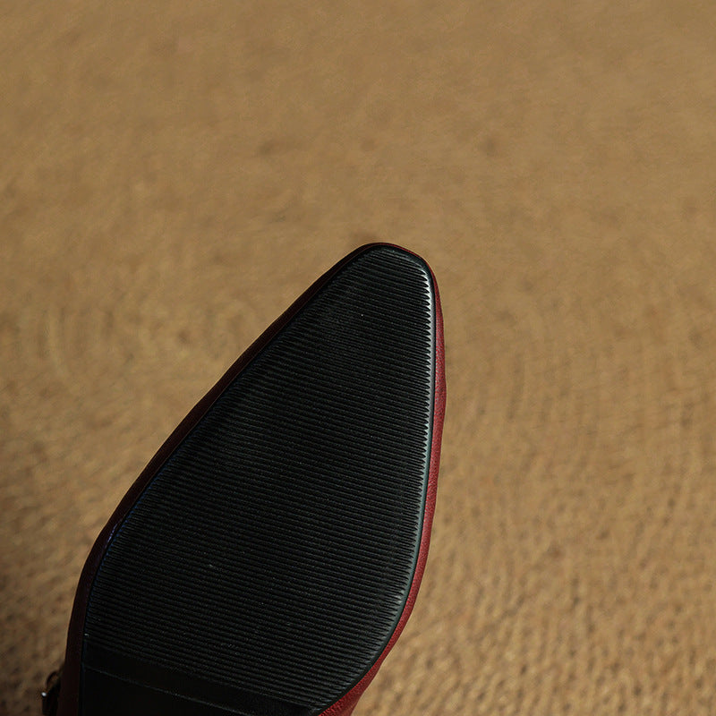 Pointed Toe Mules with Adjustable Buckle Strap and Cushioned Insole