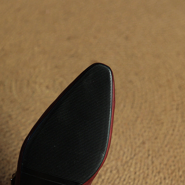 Pointed Toe Mules with Adjustable Buckle Strap and Cushioned Insole