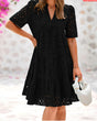 A-Line Summer Dress with Lace Ruffle Details and V-Neckline