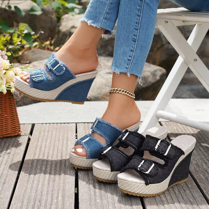 Wedge Sandals with Adjustable Straps and Cushioned Footbed