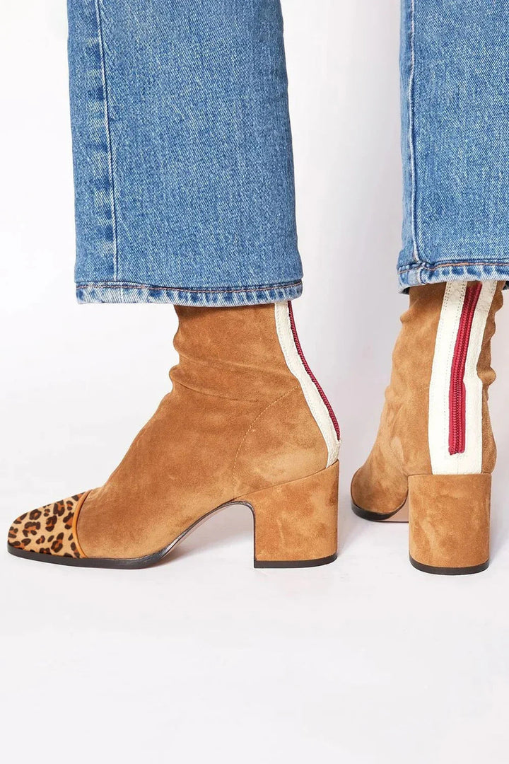 Women's Square Toe Heeled Boots with Block Heel