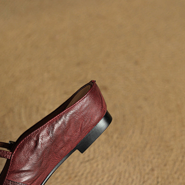 Pointed Toe Mules with Adjustable Buckle Strap and Cushioned Insole