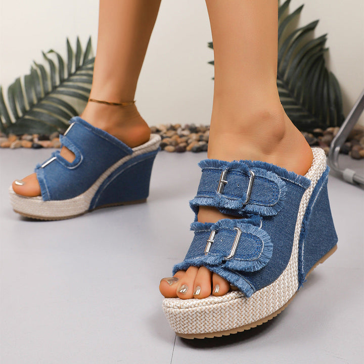 Wedge Sandals with Adjustable Straps and Cushioned Footbed