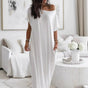 Asymmetric Off-Shoulder Dress with Relaxed Fit and Short Sleeves