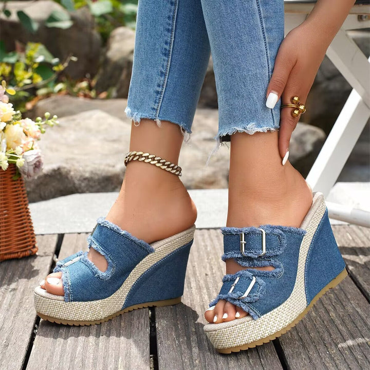 Wedge Sandals with Adjustable Straps and Cushioned Footbed