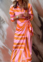 Wrap Dress with Patterned Textile and Adjustable Closure