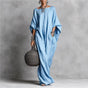 Oversized Linen Maxi Dress with Batwing Sleeves and Breathable Fabric