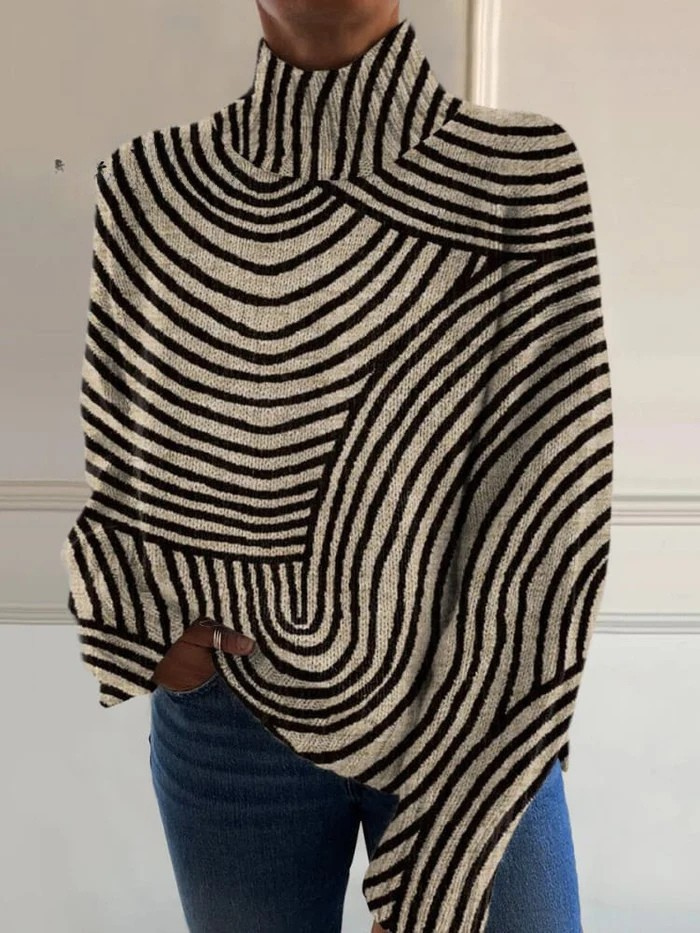 Turtleneck Sweater with Soft Knit Construction and Relaxed Fit, Ribbed Cuffs