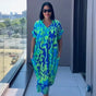 Relaxed Viscose Dress with Tropical Print and Loose Fit