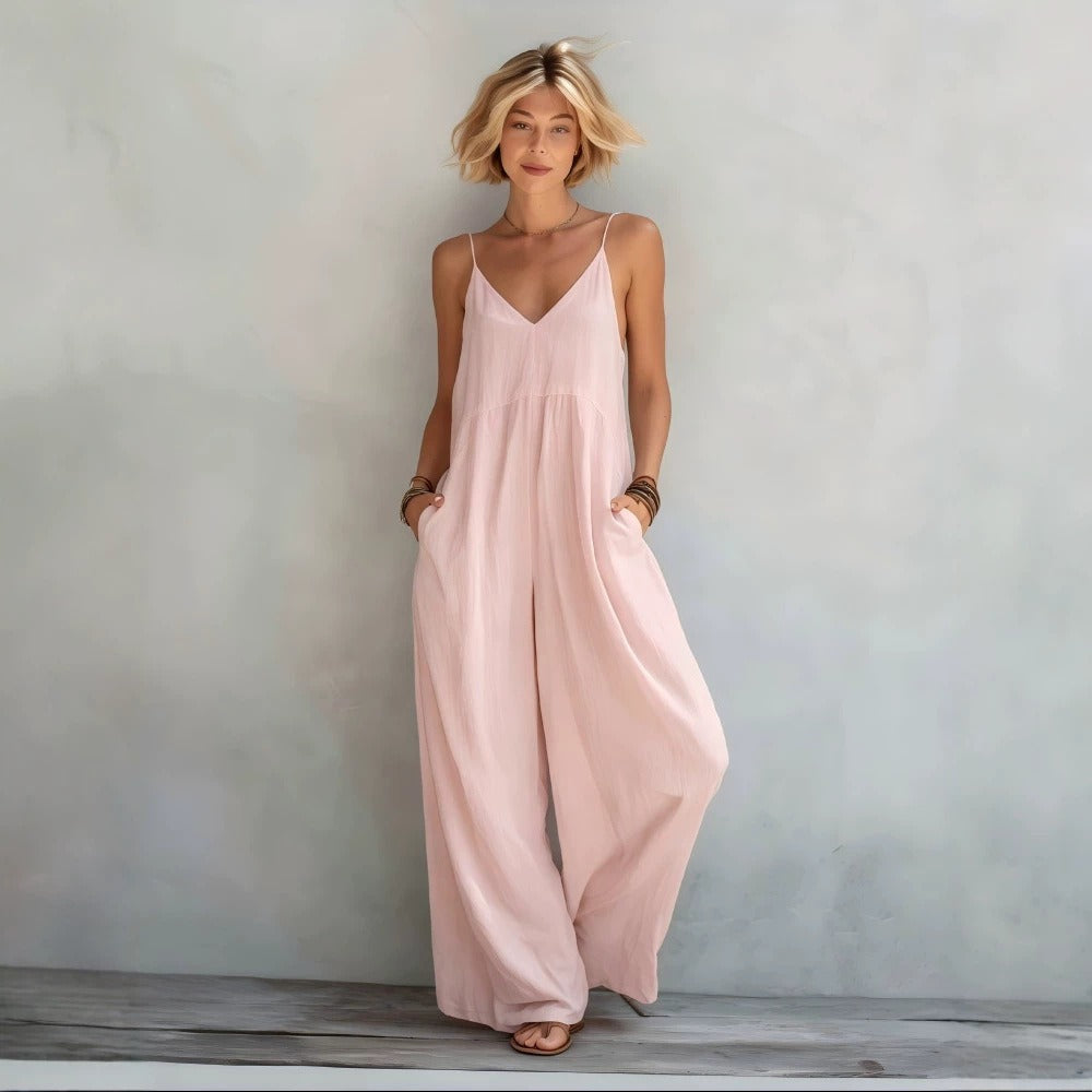 Wide-Leg Jumpsuit with Relaxed Fit and Flowing Drape