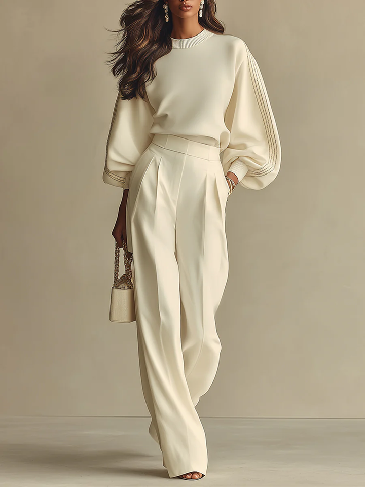 Ribbed Top and Wide-Leg Pants Two-Piece Set