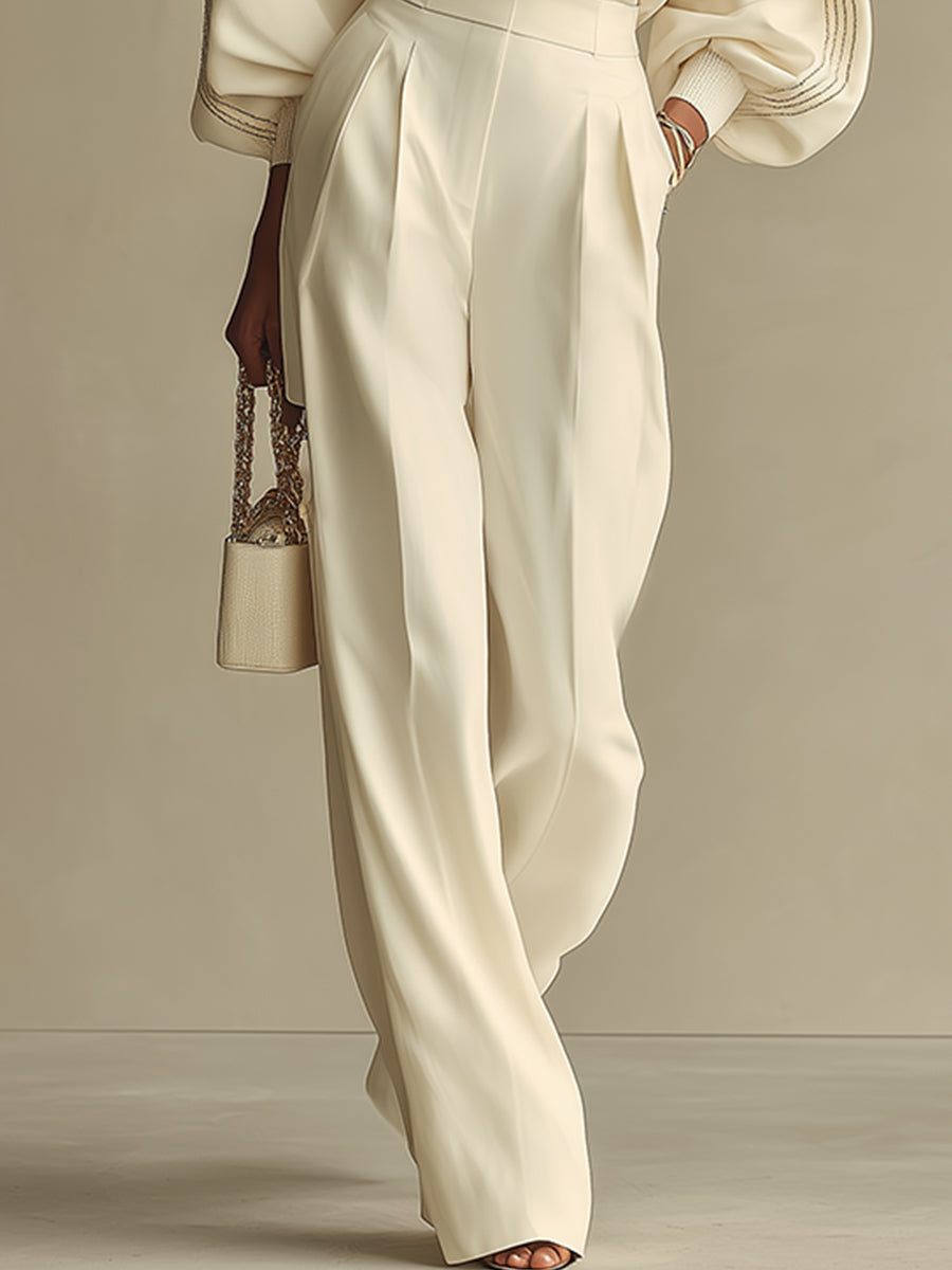 Ribbed Top and Wide-Leg Pants Two-Piece Set
