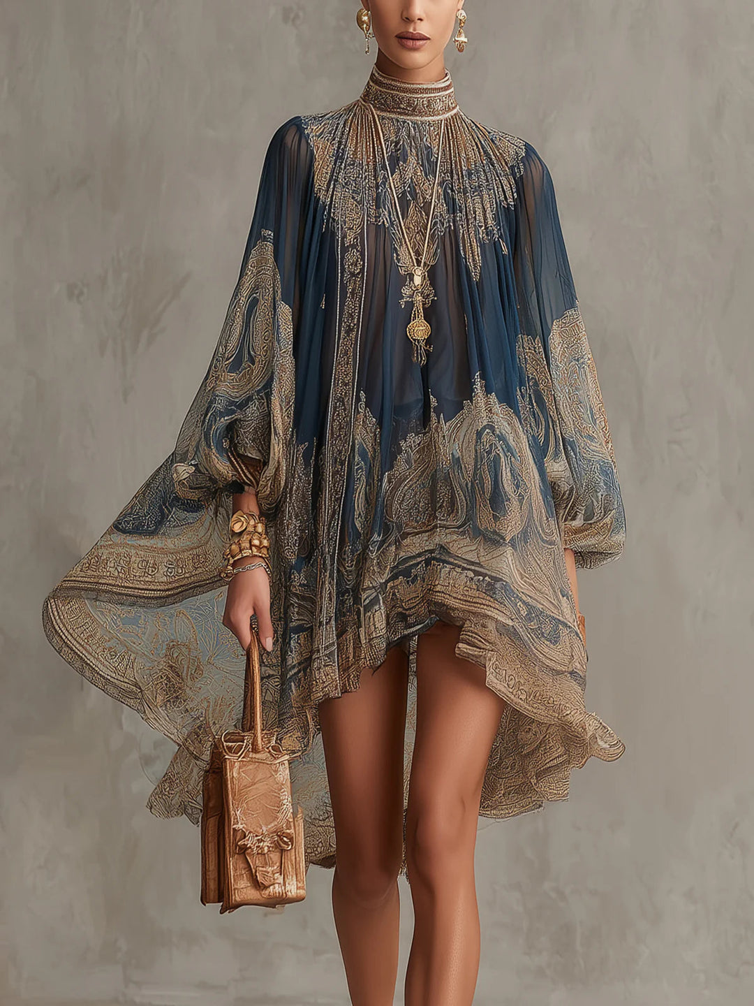 Asymmetric Tiered Dress with Multi-Layer Construction and Breathable Fabric