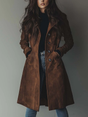 Suede Trench Coat with Tailored Silhouette and Belt Tie Closure