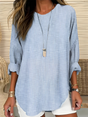 Striped Blouse with Crew Neckline and Long Sleeves, Relaxed Fit