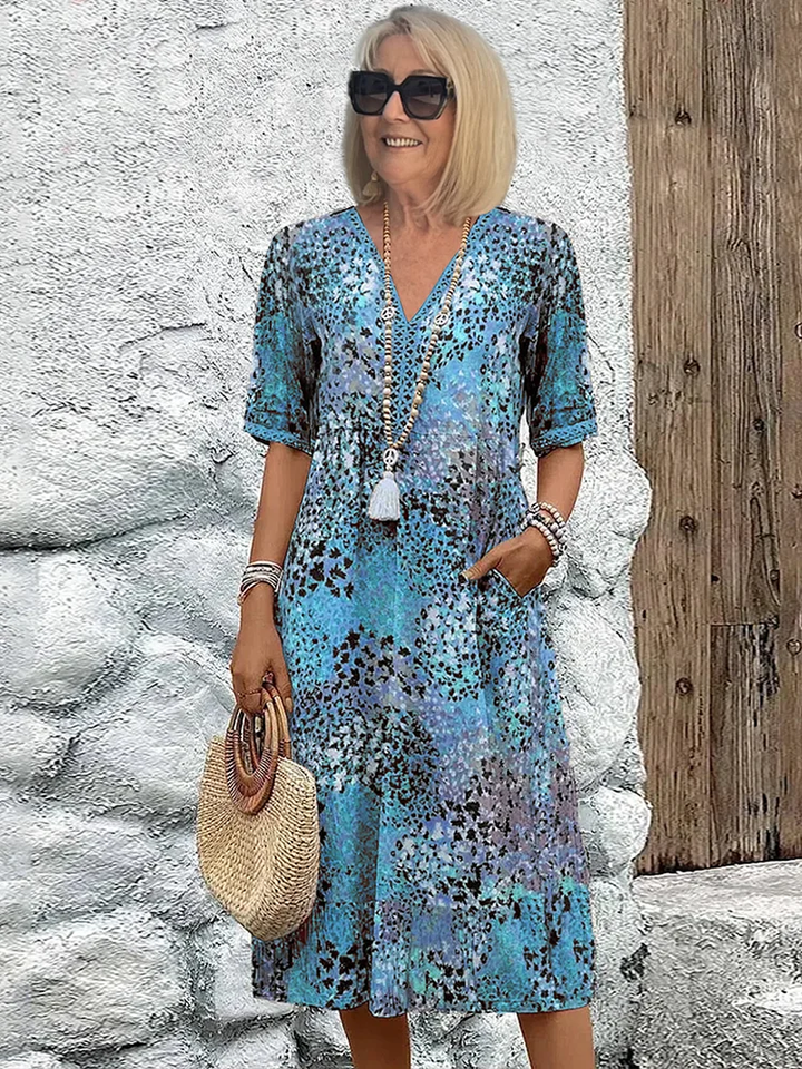 Women's Mid-Length Dress with Flowing Silhouette and Breathable Fabric