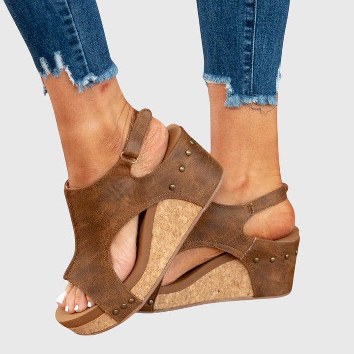 Wedge Sandals with Cushioned Insole and Adjustable Buckle
