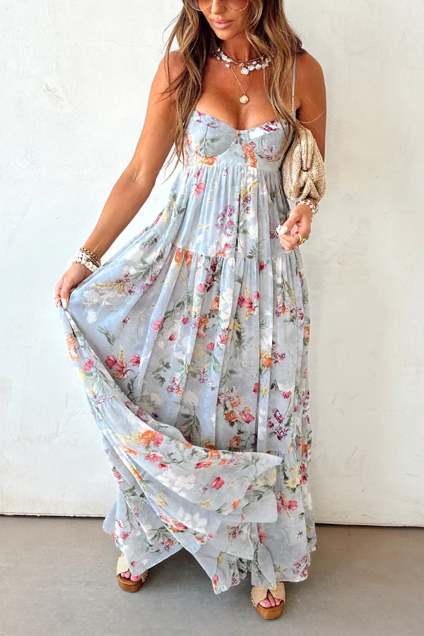 Sleeveless Retro Maxi Dress with V-Neckline for Special Occasions