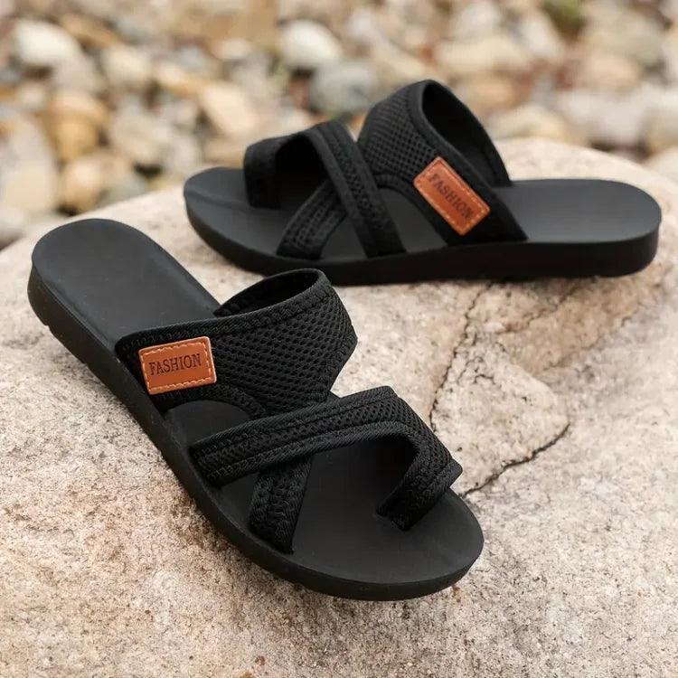 Sandals with Toe Separator and Shock-Absorbing Sole, Textured Traction