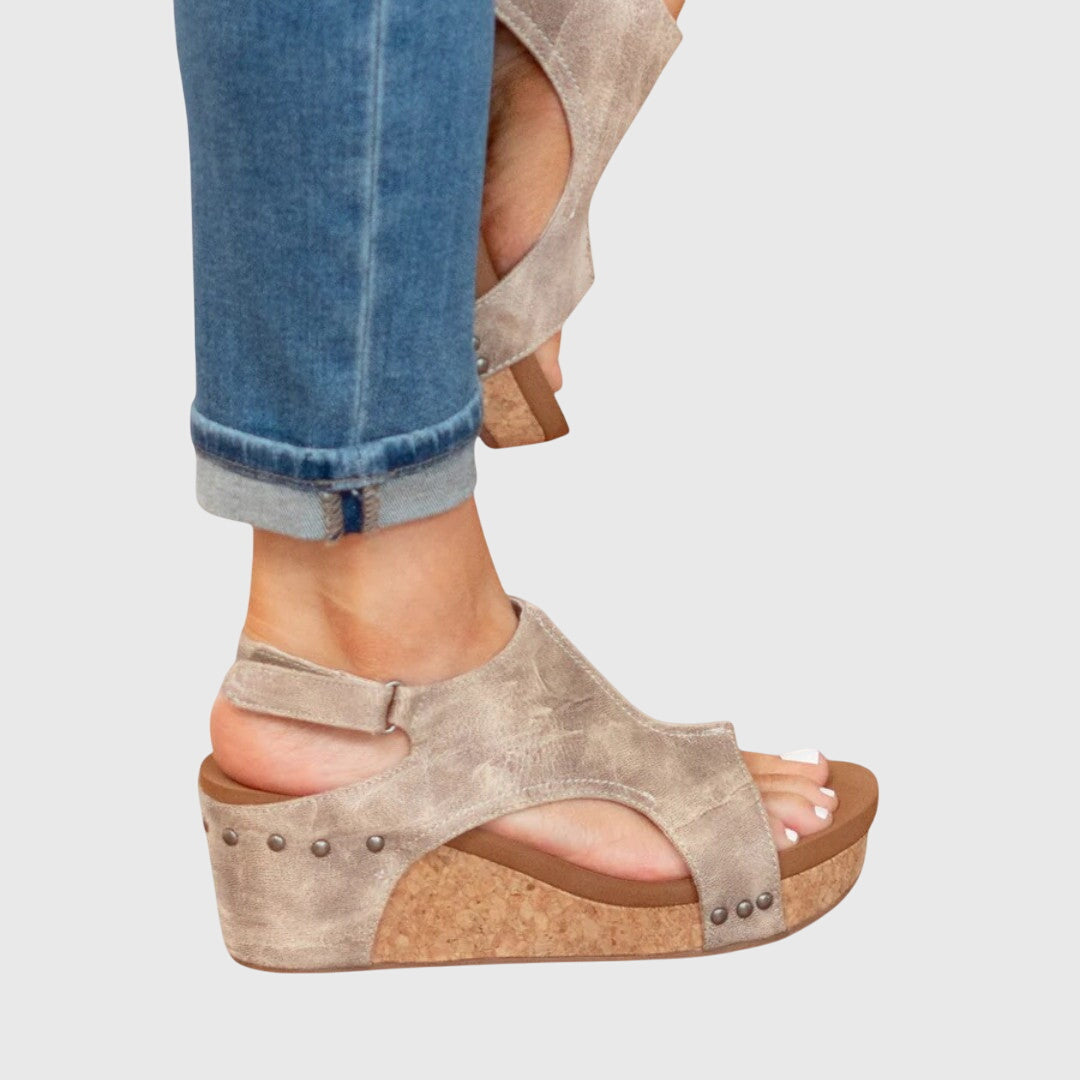 Wedge Sandals with Cushioned Insole and Adjustable Buckle