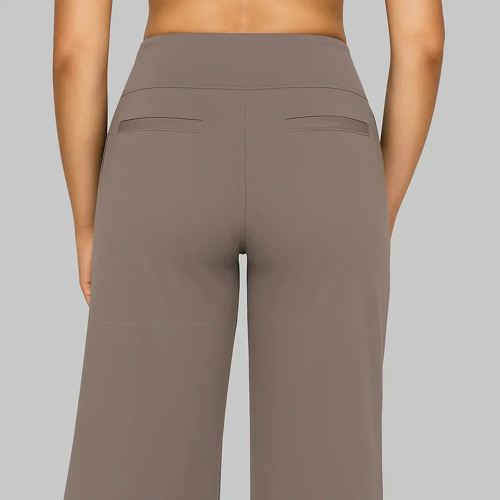 Stretch Pull-On Pants with Wide Waistband and Deep Pockets, Breathable Fabric