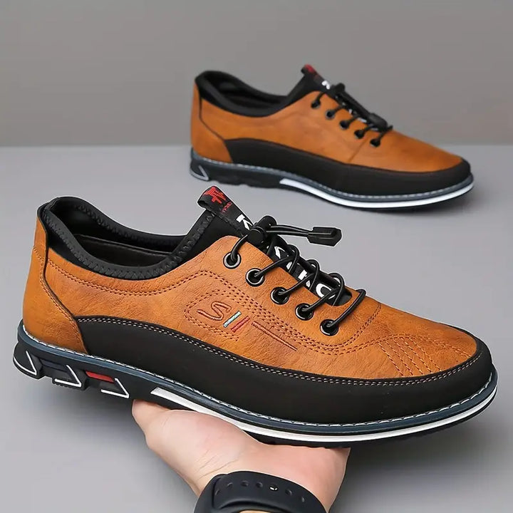 Oxford Shoes with Contrasting Two-Tone Panels and Flexible Cushioned Sole