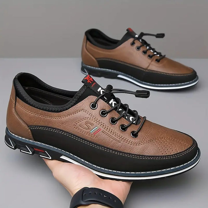 Oxford Shoes with Contrasting Two-Tone Panels and Flexible Cushioned Sole