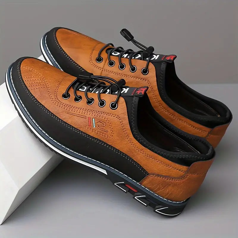 Oxford Shoes with Contrasting Two-Tone Panels and Flexible Cushioned Sole