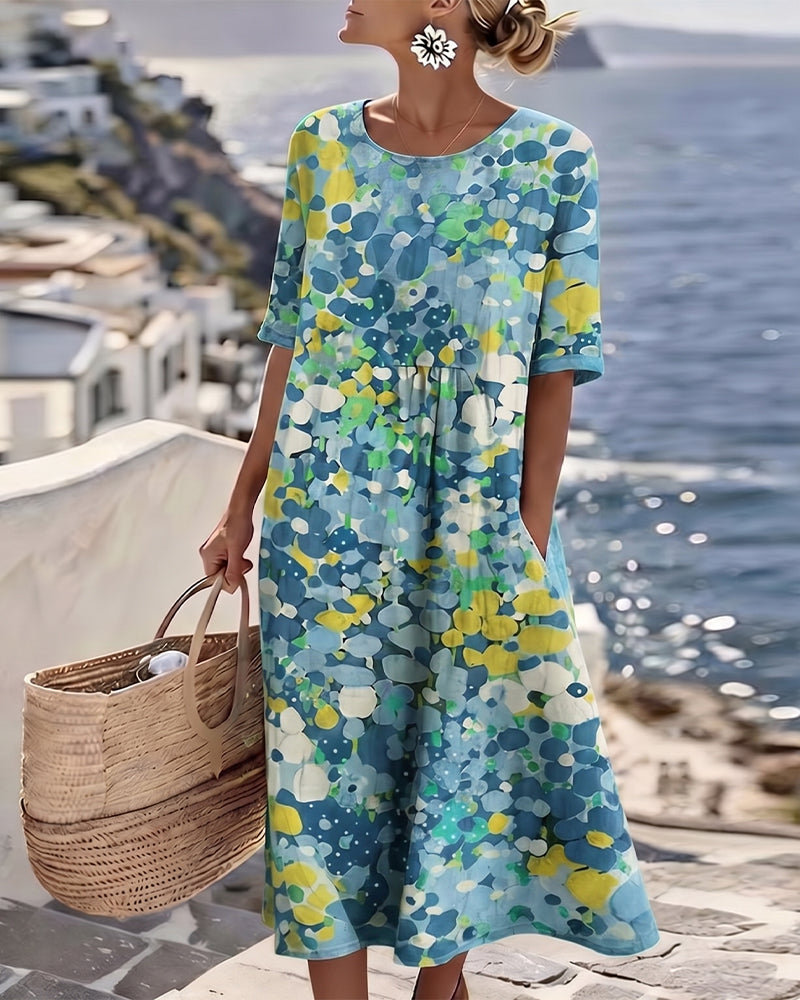 Patterned Relaxed Fit Dress with Soft Fabric for All-Day Wear