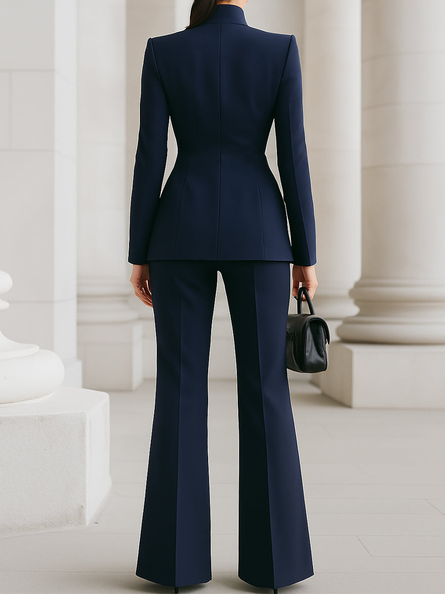 Tailored Blazer and Wide-Leg Trouser Set for Professional Wear