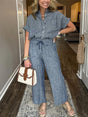 Striped Linen Cotton Shirt and Pants Set with Functional Pockets