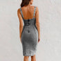 Sleeveless Stretch Denim Dress with U-Shaped Neckline and Adjustable Strap