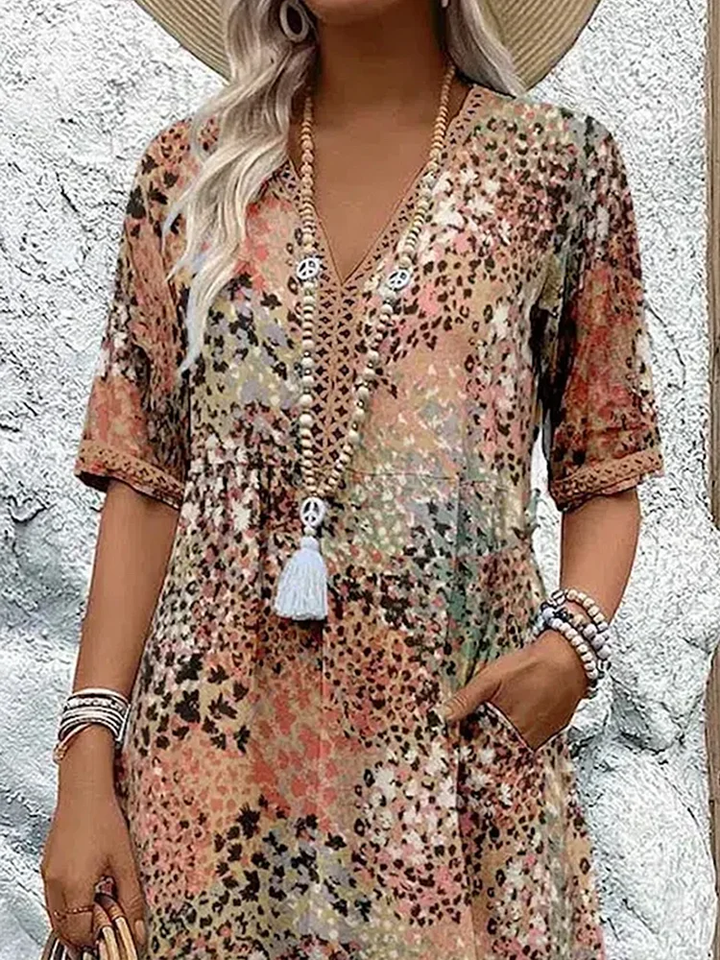 Women's Mid-Length Dress with Flowing Silhouette and Breathable Fabric