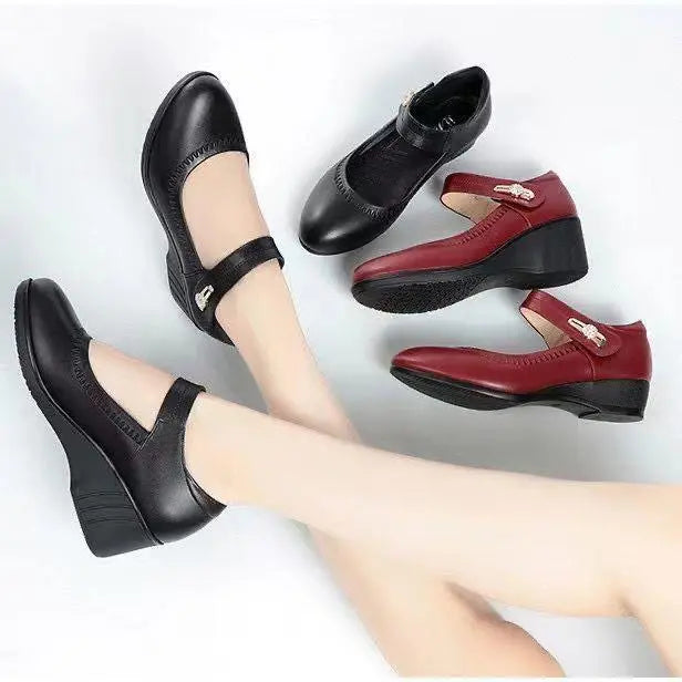 Mid-Heel Shoes with Adjustable Strap and Gel Effect Sole, Arch Support