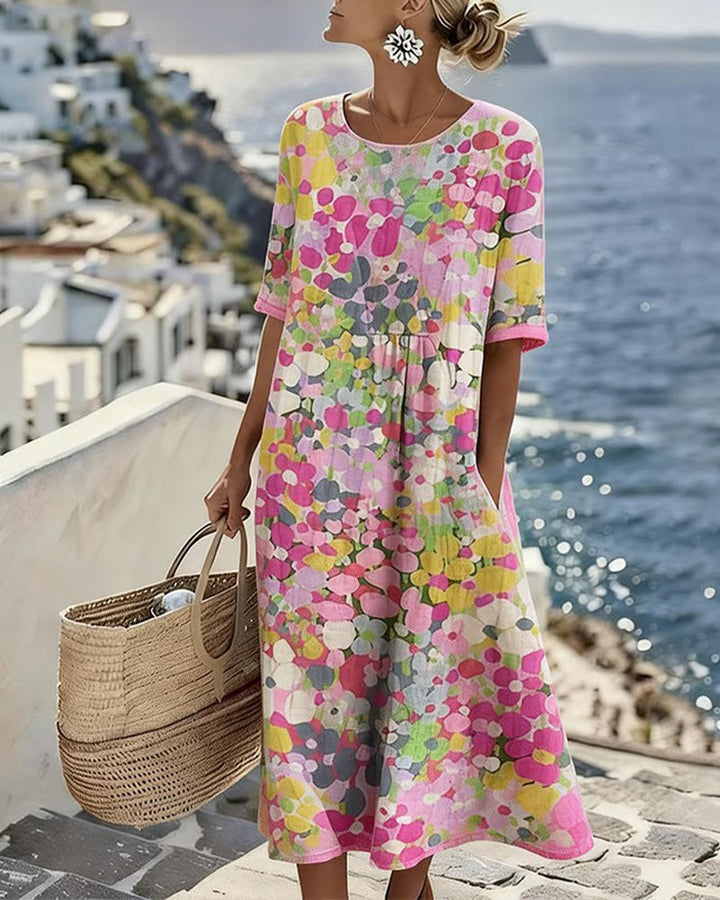 Patterned Relaxed Fit Dress with Soft Fabric for All-Day Wear