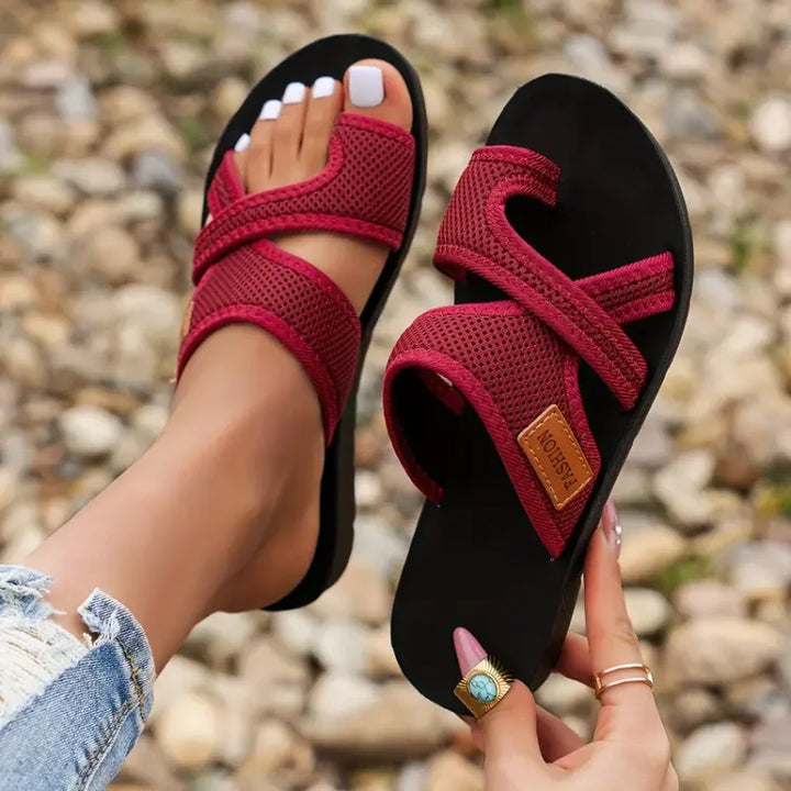 Sandals with Toe Separator and Shock-Absorbing Sole, Textured Traction
