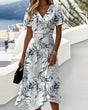 Botanical Print Dress with Tailored Silhouette and Soft Fabric