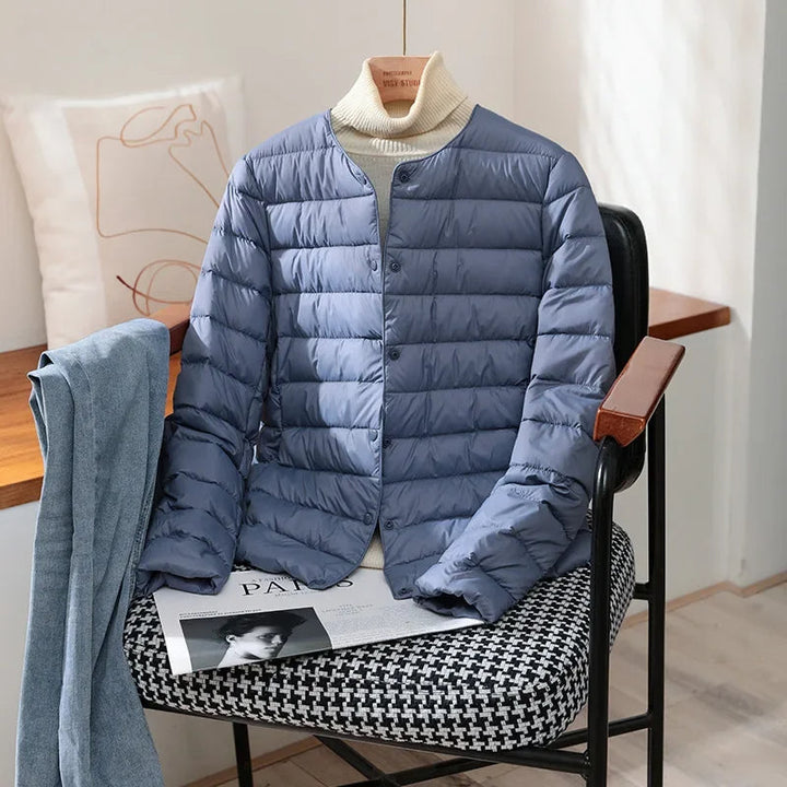 Quilted Snap-Front Jacket with Tailored Fit for Transitional Weather