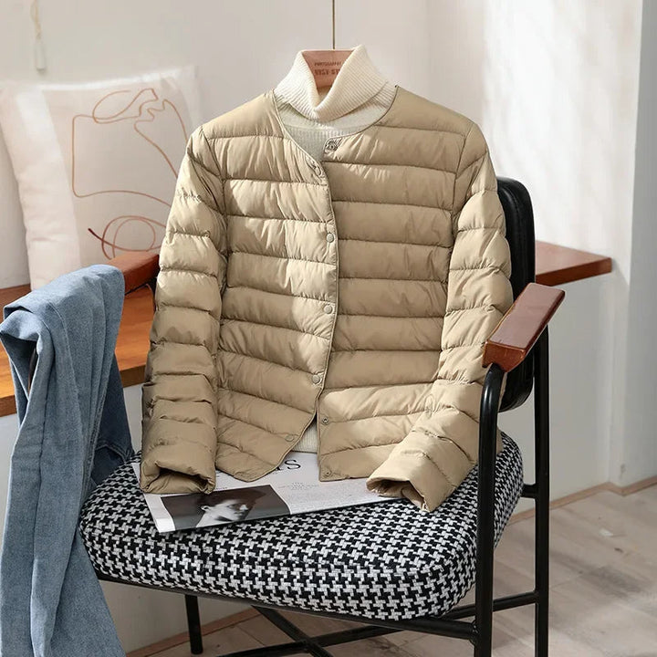 Quilted Snap-Front Jacket with Tailored Fit for Transitional Weather