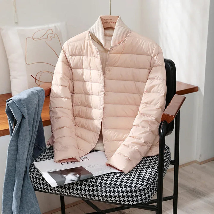 Quilted Snap-Front Jacket with Tailored Fit for Transitional Weather