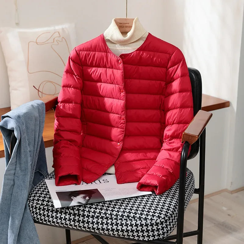 Quilted Snap-Front Jacket with Tailored Fit for Transitional Weather