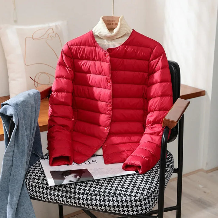 Quilted Snap-Front Jacket with Tailored Fit for Transitional Weather
