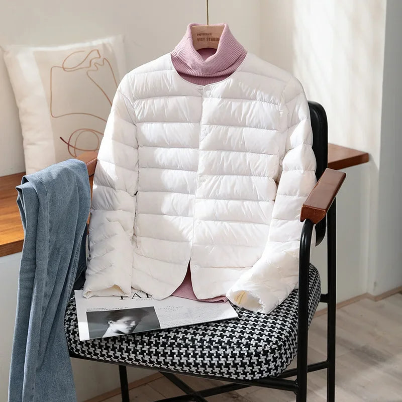 Quilted Snap-Front Jacket with Tailored Fit for Transitional Weather